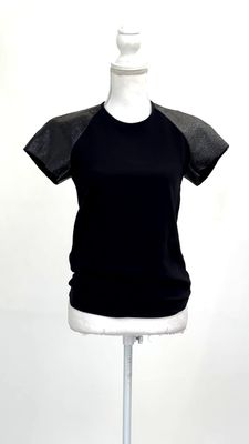 Ellery, Black Contrast Textured S/Slv  Top, Size 8