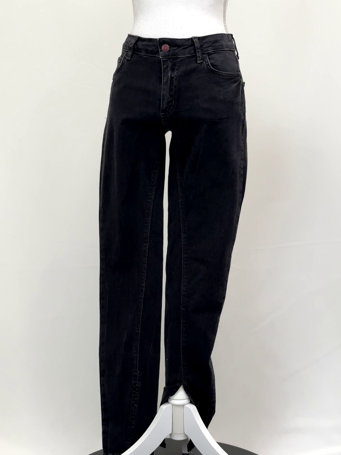 Zadig &amp; Voltaire, Black Angled Slit Ankle Denim Pants, Size 26