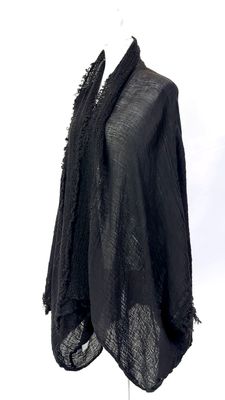 La Bottega di Brunella, Grey Textured Trim Os Line Cape Shrug, Size OS