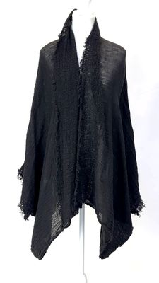 La Bottega di Brunella, Grey Textured Trim Os Line Cape Shrug, Size OS