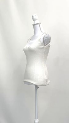 Perri Cutten, Ivory V-Neckline Rib Linen Blend Knit S/Less Top, Size XS