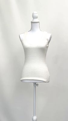 Perri Cutten, Ivory V-Neckline Rib Linen Blend Knit S/Less Top, Size XS