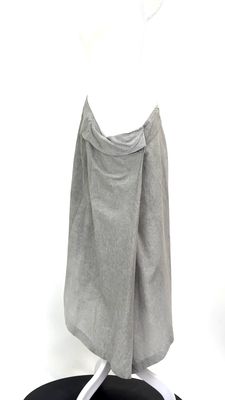 Crea Concept, Greys Asymmetrical Wrap Pleat Viscose/Linen Blend Midi Skirt, Size 42