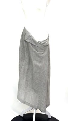 Crea Concept, Greys Asymmetrical Wrap Pleat Viscose/Linen Blend Midi Skirt, Size 42