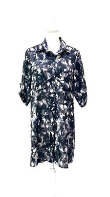 Song ValerieGregori Mckenzie, Grey/Black/Stone Print Pkt 1/2 Slv  Shirtdress, Size S