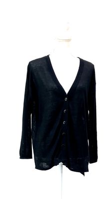 Skin &amp; Threads, Black Button-Up Linen Cardigan, Size 1