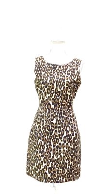 kate spade, Beige/Browns Animal Print Darted Slit Pkt S/Less Dress, Size US6