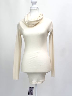 Scanlan Theodore, Cream Drape Roll Neck Wool Knit L/Slv Top, Size OS