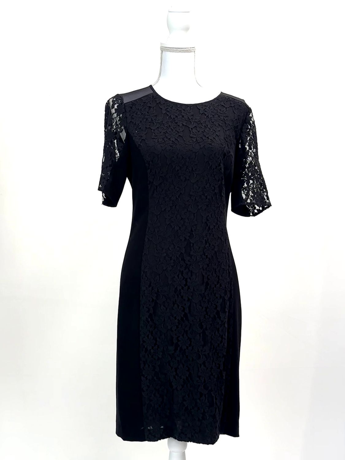 DKNY, Black Lace Panel S/Slv Dress, Size 10