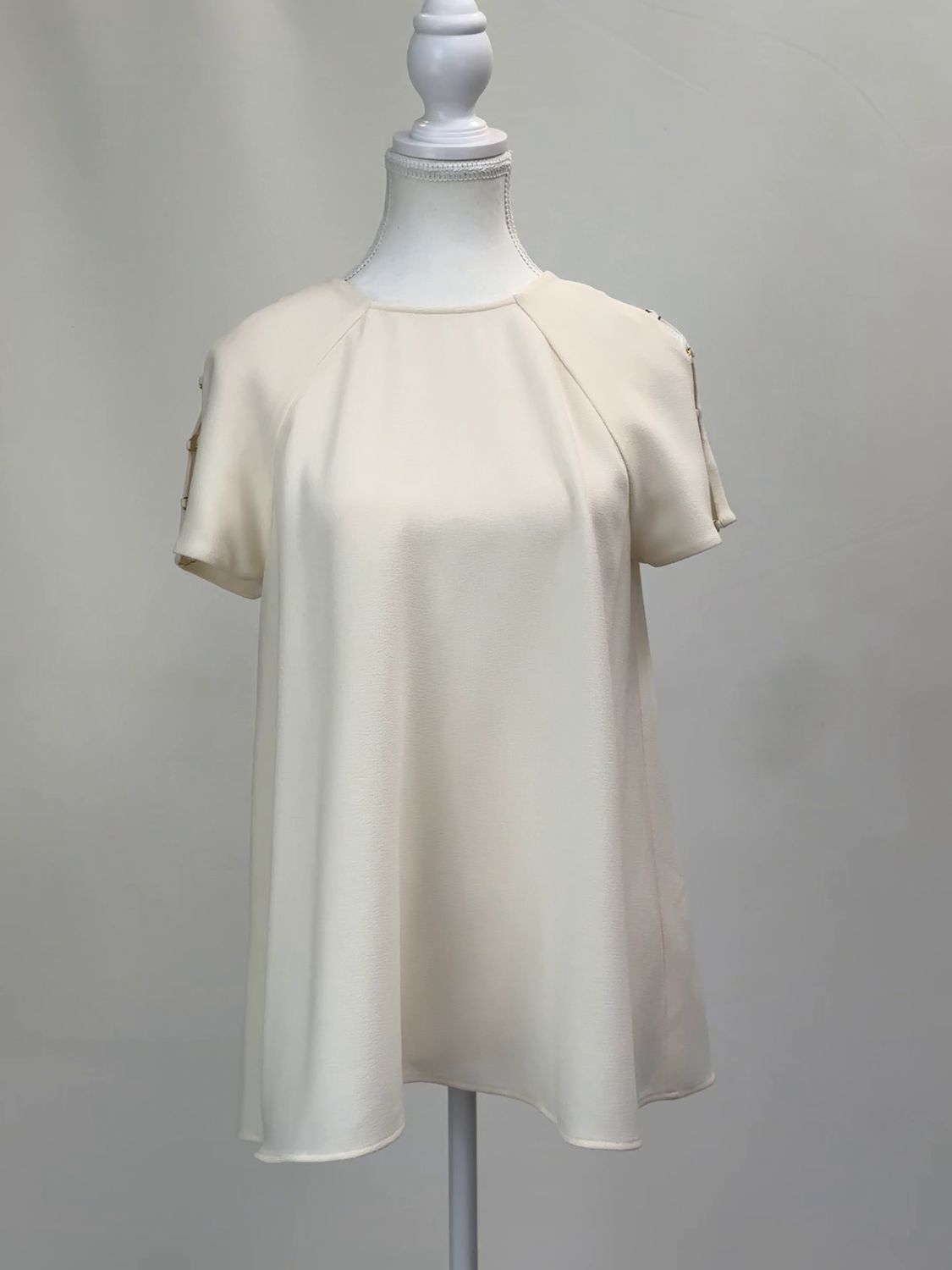 Zimmermann, Cream/Gold Shoulder Buckle Trims A-Line S/Slv Top, Size 1