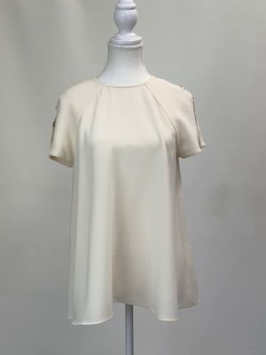 Zimmermann, Cream/Gold Shoulder Buckle Trims A-Line S/Slv Top, Size 1