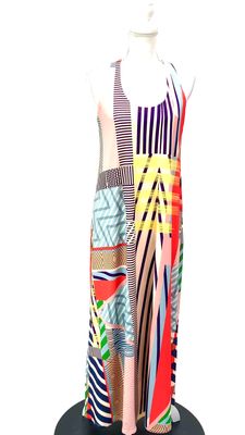 Lucidez, Blush/Multi Geometric Print S/Less Long  Dress, Size M/2