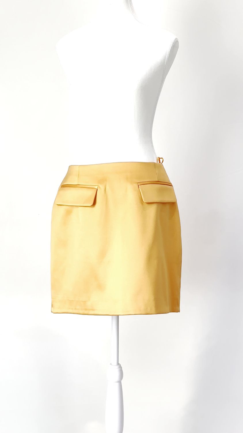 baumundpferdgarten, Orange Satin Flap Pkt Mini Skirt, Size 38
