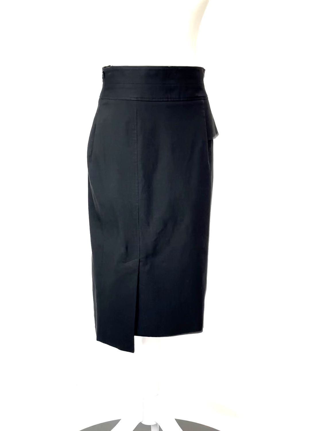Willow, Black Asymmetrical Hip Panel Slit Hem Midi Skirt, Size 10
