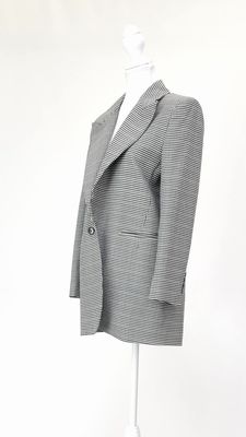 Marella, Black/White/Browns Check Flap Pkt Longline Blazer, Size 42