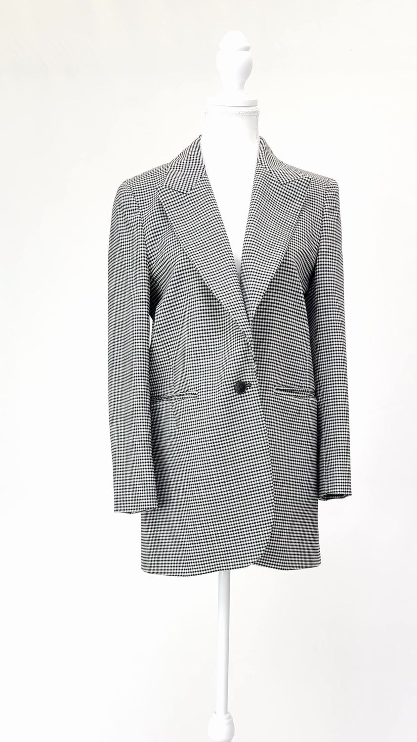 Marella, Black/White/Browns Check Flap Pkt Longline Blazer, Size 42