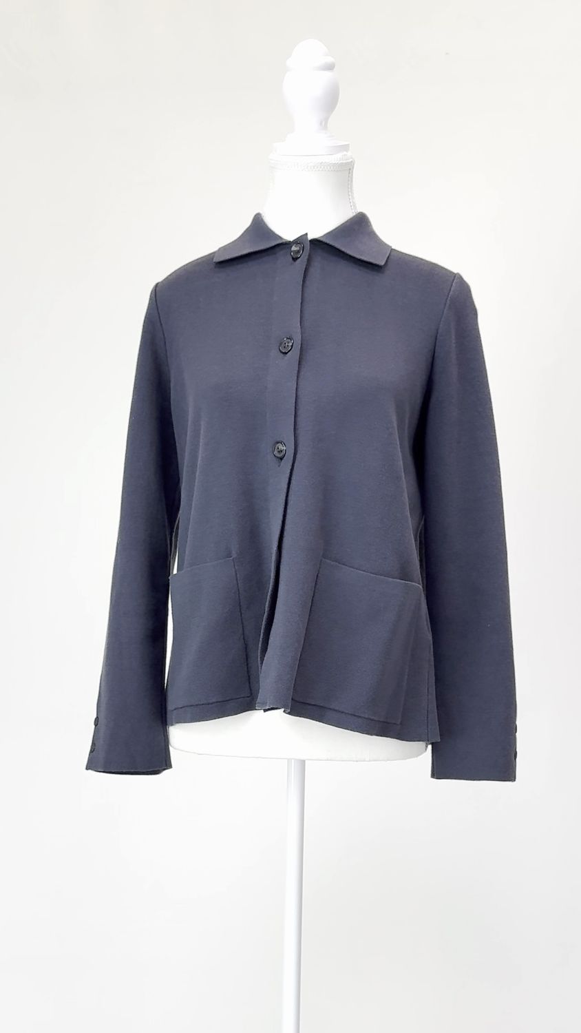 Gran Sasso, Grey Button-Up Collared L/Slv Knit Jacket/ Cardigan, Size 40