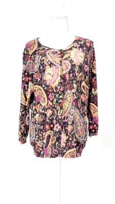 Lauren Ralph Lauren, Pinks/Multi Patterned Button-Up Knit Cardigan, Size 1X