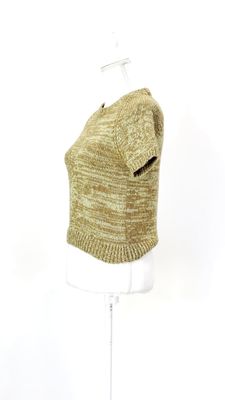 Marc by Marc Jacobs, Brown/Gold Lurex Wool/Blend Knit S/Slv Top, Size S