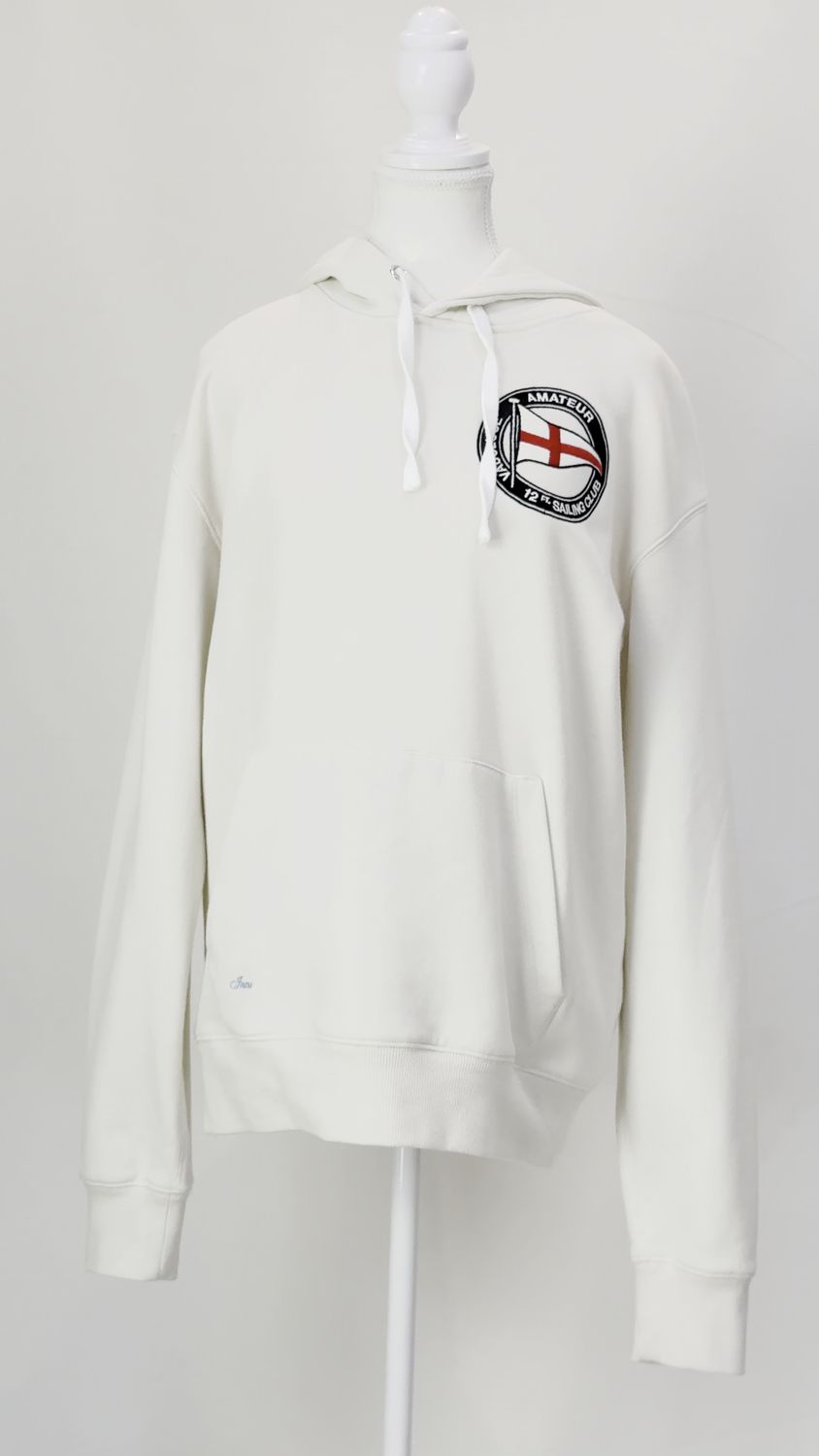 Incu, Stone/Navy/Red Sailing Club&#39; Chest Embroidery Hooded L/Lsv Sweatshirt, Size S