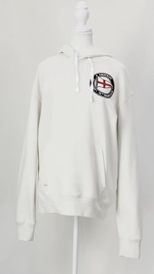 Incu, Stone/Navy/Red Sailing Club&#39; Chest Embroidery Hooded L/Lsv Sweatshirt, Size S