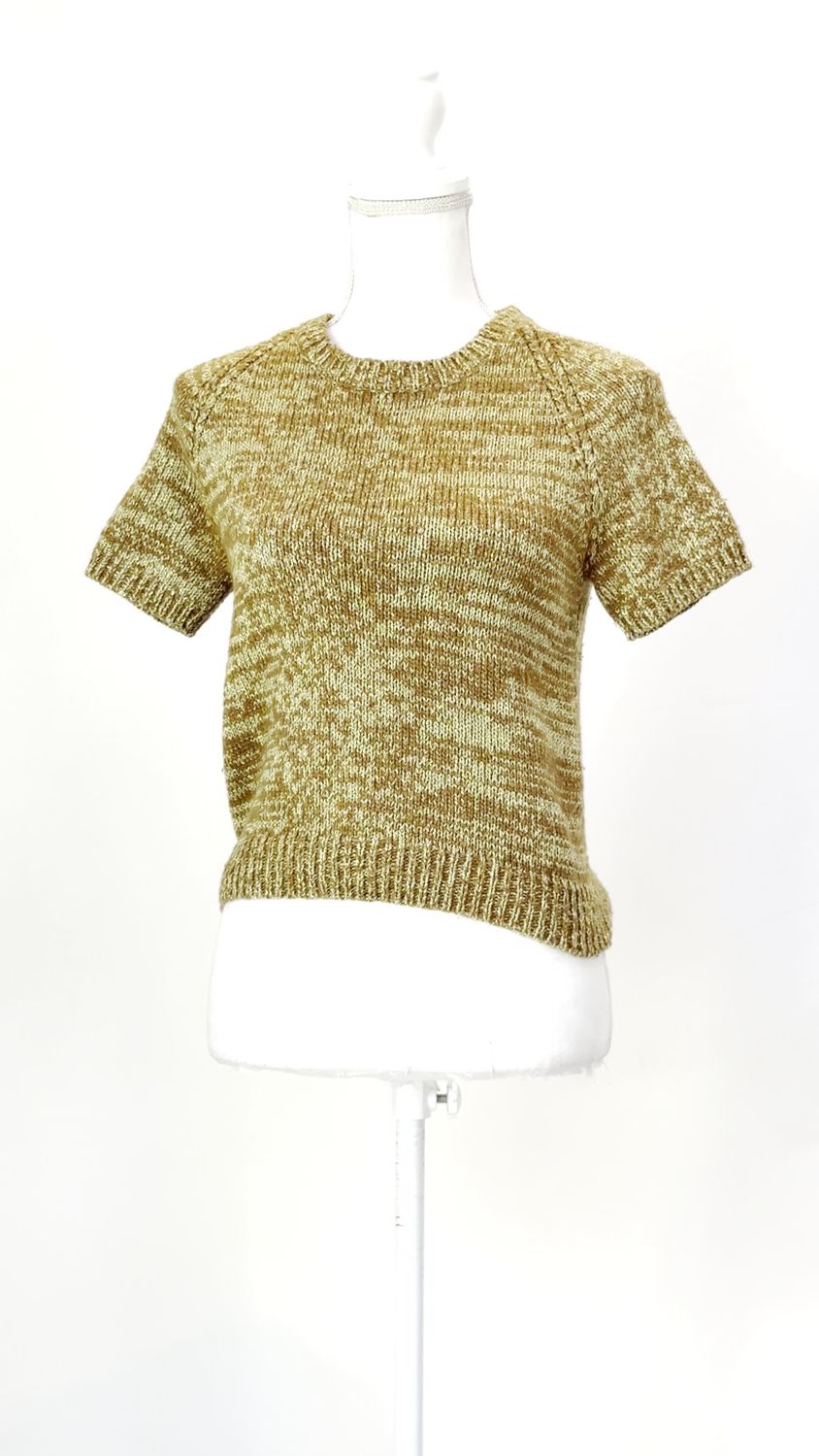 Marc by Marc Jacobs, Brown/Gold Lurex Wool/Blend Knit S/Slv Top, Size S