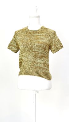 Marc by Marc Jacobs, Brown/Gold Lurex Wool/Blend Knit S/Slv Top, Size S