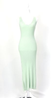 incu collection, Green Rib Knit Strap Midi Dress, Size 8