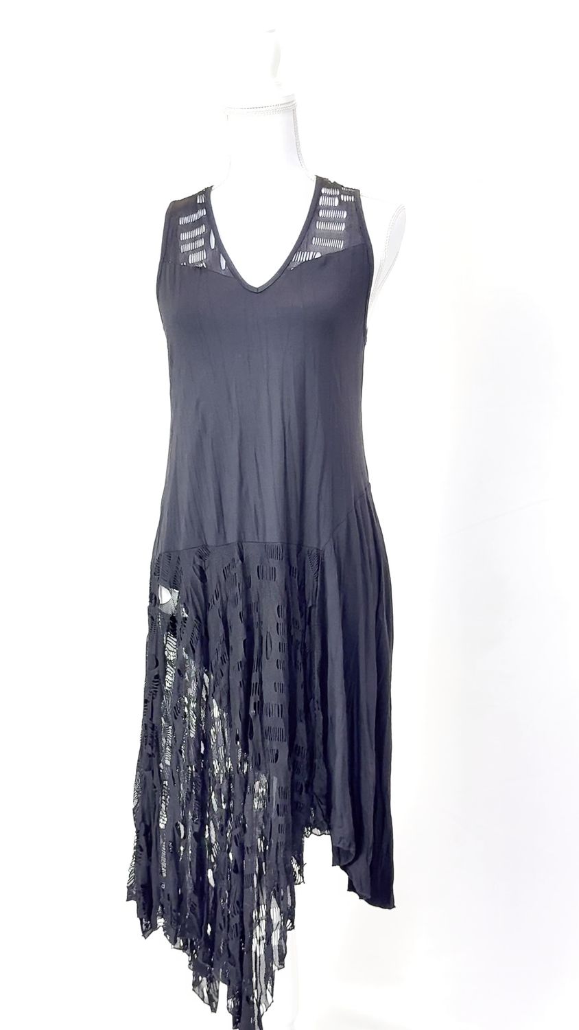Kondo Tricot, Black Hanky Hem S/Less Dress, Size 10