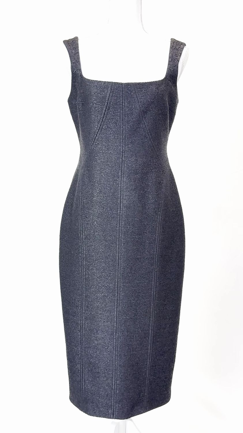 Manning Cartell, Black Textured Panelled Strap Dress, Size 12