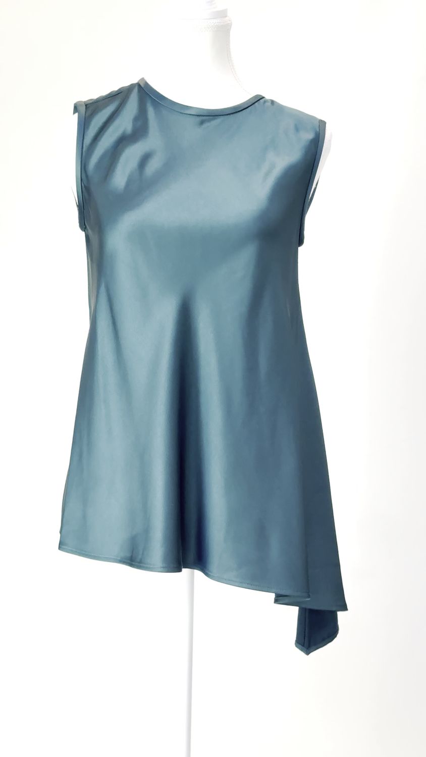 Viktoria &amp; Woods, Green Asymmetrical Drop Hem Silk Blend S/Less Top, Size 00