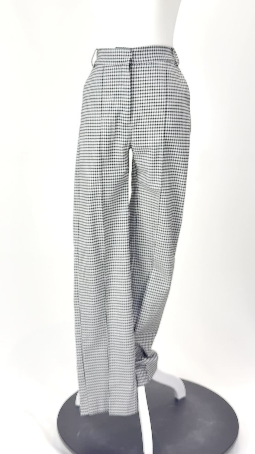 Viktoria &amp; Woods, White/Black Gingham Check Wool Blend Wide Leg  Pants, Size 0