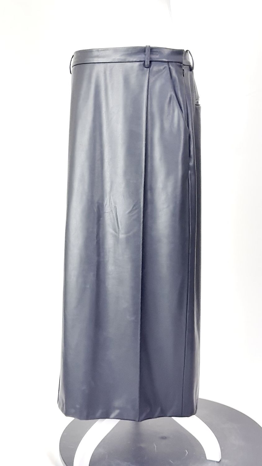Esse Studios, Black Faux-Leather Midi Skirt, Size 0