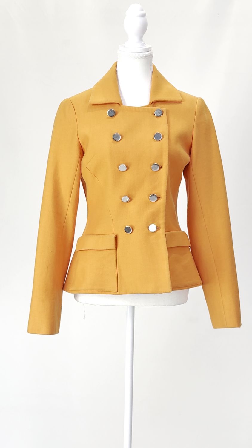 Paul &amp; Joe, Orange/Silver Button-Front Wool Blend  Jacket, Size 38