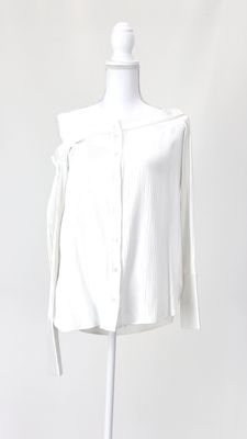 Viktoria &amp; Woods, White Textured Wide Off-Shoulder L/Slv Shirt, Size 0