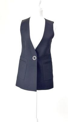 Calvin Klein, Black/Silver Snap Button S/Less Longline Waistcoat, Size 36