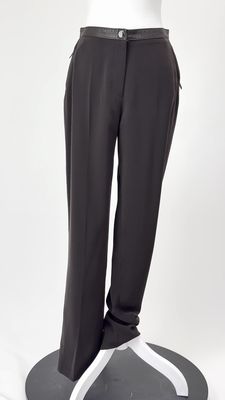 Absolu, Chocolate Contrast W/Band Straight Leg Pants, Size 40