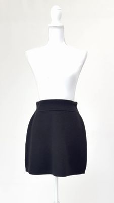 Clea, Black Wool A-Line Mini Skirt, Size S
