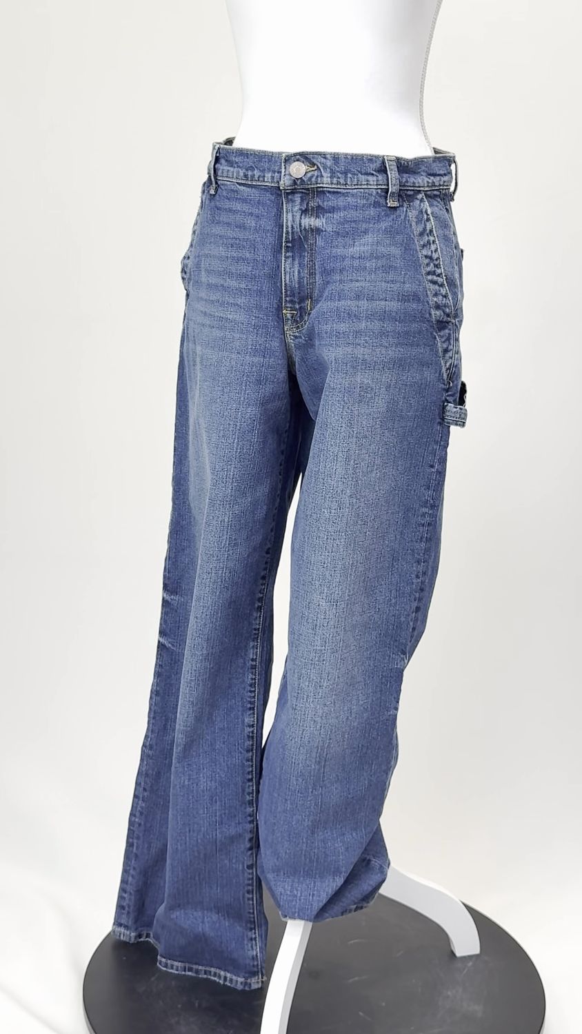 Current Elliot, Blue Wide Leg Utility Denim Pants, Size 28