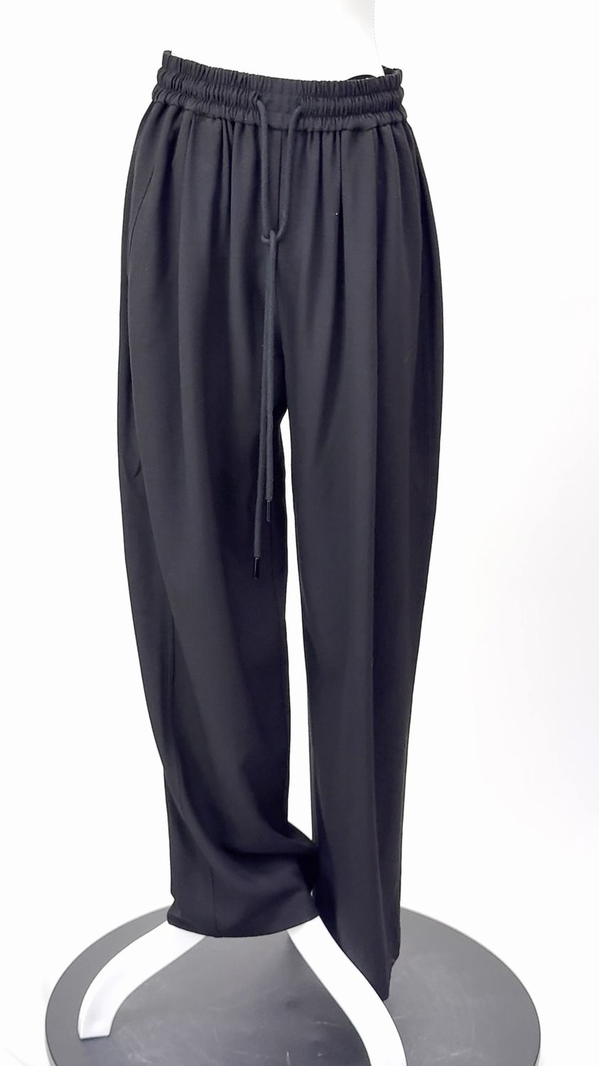 C&amp;M Camilla and Marc, Black D/String Pleat Elasticated Waist Wide Leg Pants, Size 8