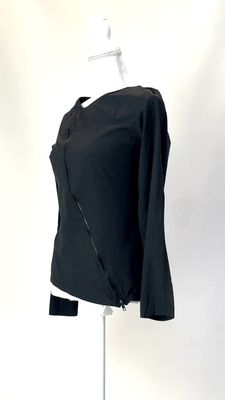 Tina Borg Melbourne, Black Diagonal Zip Front L/Slv  Top, Size M