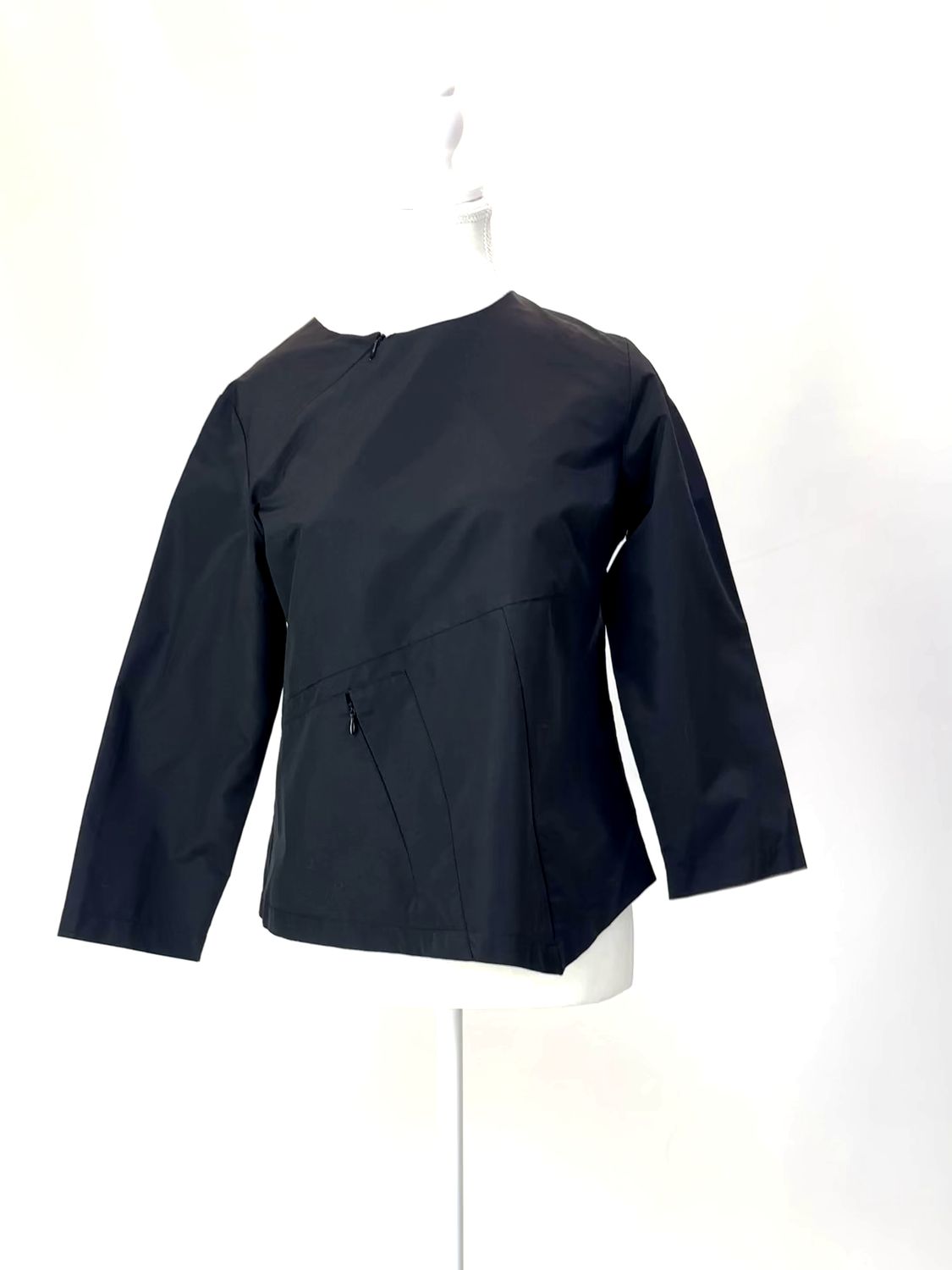 Tina Borg Melbourne, Black Asymmetrical Zip Panel Detail 3/4 Slv Top (Has Matching Skirt), Size M