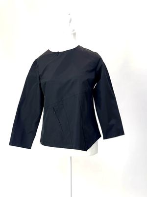 Tina Borg Melbourne, Black Asymmetrical Zip Panel Detail 3/4 Slv Top (Has Matching Skirt), Size M
