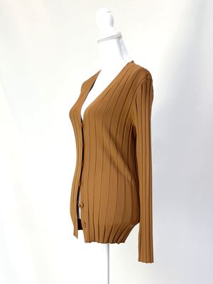 Oroton, Ginger V-Button Up Viscose Rib Knit L/Slv Cardigan, Size M