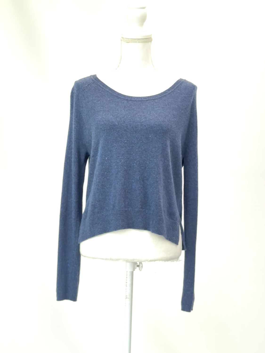 Charli, Dk Blue Marle Crossover Open Back Lambswool/Cashmere Blend L/Lsv Sweater, Size 2
