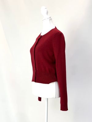 Anna Thomas, Gold Button-Up Silk/Cotton Lurex L/Slv Cardigan, Size M
