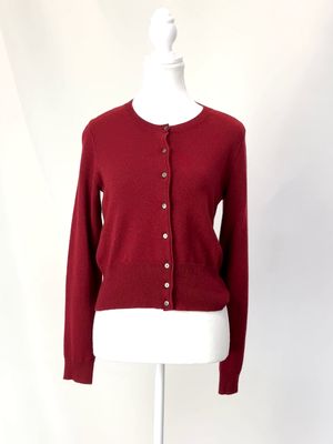 Anna Thomas, Gold Button-Up Silk/Cotton Lurex L/Slv Cardigan, Size M
