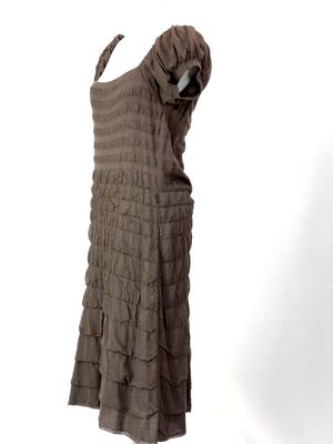 Boss Hugo Boss, Brown/Gold Lurex Knit Elasticated S/Slv Dress, Size L