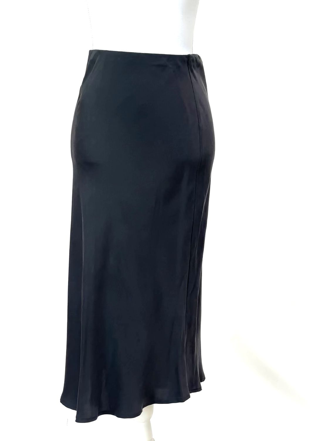 silk laundry, Black Bias Silk Midi Skirt, Size S
