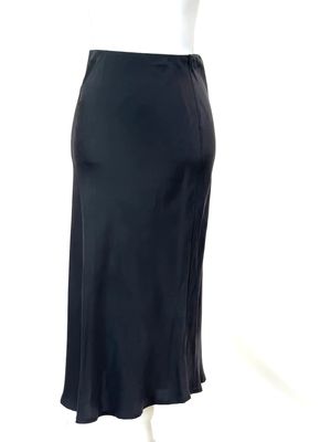 silk laundry, Black Bias Silk Midi Skirt, Size S